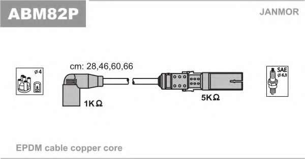 JANMOR - ABM82P - Комплект проводов зажигания (Система зажигания)