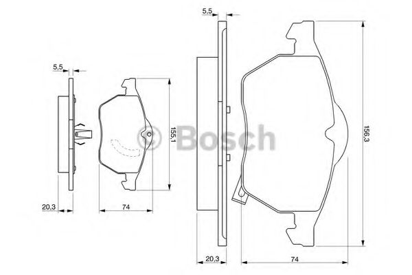 BOSCH - 0 986 424 461 - Комплект тормозных колодок, дисковый тормоз (Тормозная система)