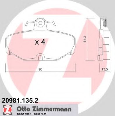 ZIMMERMANN - 20981.135.2 - Комплект тормозных колодок, дисковый тормоз (Тормозная система)