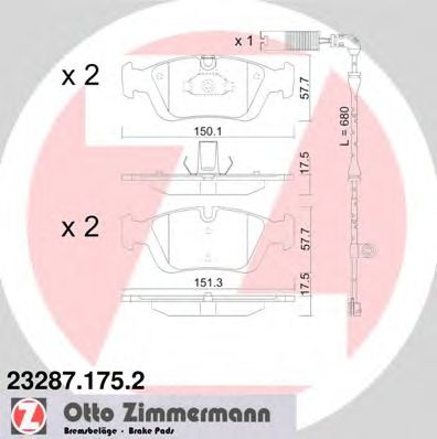 ZIMMERMANN - 23287.175.2 - Комплект тормозных колодок, дисковый тормоз (Тормозная система)