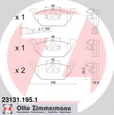 ZIMMERMANN - 23131.195.1 - Комплект тормозных колодок, дисковый тормоз (Тормозная система)