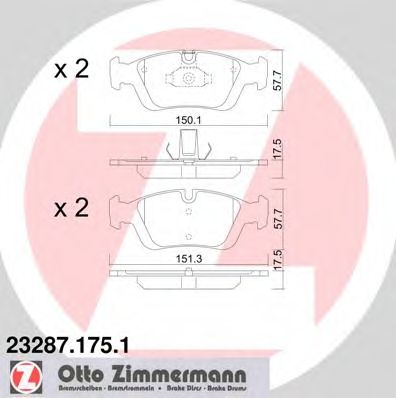 ZIMMERMANN - 23287.175.1 - Комплект тормозных колодок, дисковый тормоз (Тормозная система)