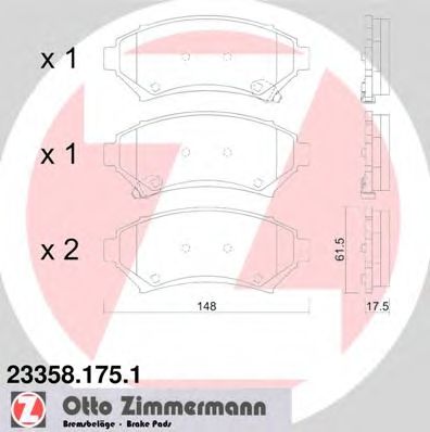 ZIMMERMANN - 23358.175.1 - Комплект тормозных колодок, дисковый тормоз (Тормозная система)