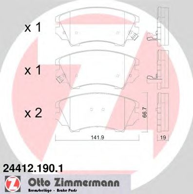 ZIMMERMANN - 24412.190.1 - Комплект тормозных колодок, дисковый тормоз (Тормозная система)