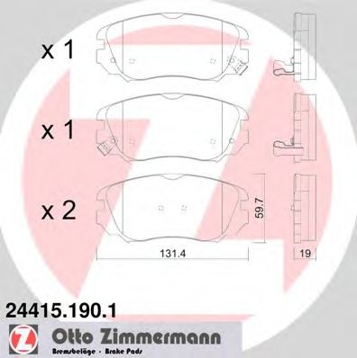 ZIMMERMANN - 24415.190.1 - Комплект тормозных колодок, дисковый тормоз (Тормозная система)