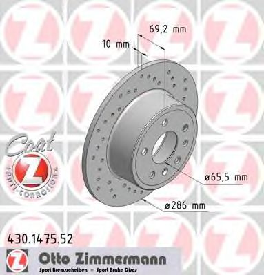 ZIMMERMANN - 430.1475.52 - Тормозной диск (Тормозная система)