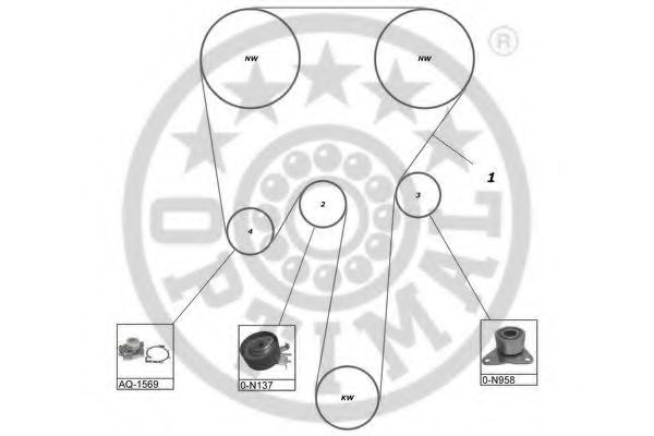 OPTIMAL - SK-1491AQ1 - Водяной насос + комплект зубчатого ремня (Охлаждение)
