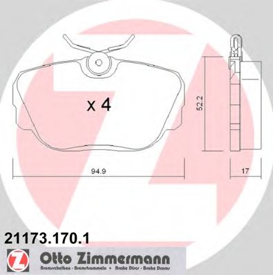 ZIMMERMANN - 21173.170.1 - Комплект тормозных колодок, дисковый тормоз (Тормозная система)