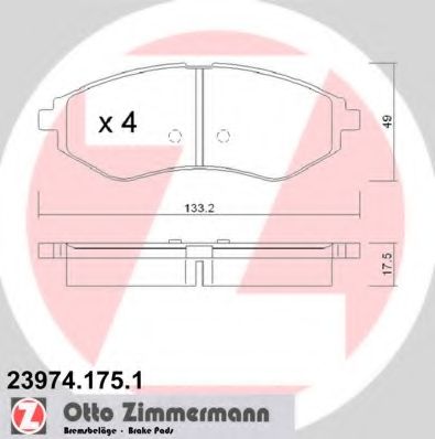 ZIMMERMANN - 23974.175.1 - Комплект тормозных колодок, дисковый тормоз (Тормозная система)