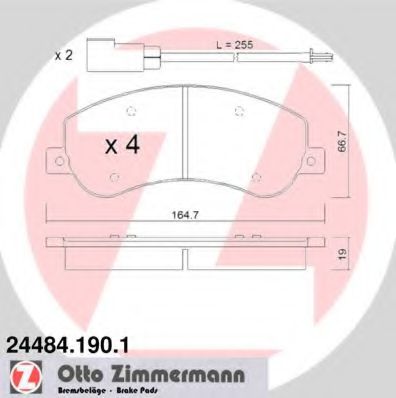 ZIMMERMANN - 24484.190.1 - Комплект тормозных колодок, дисковый тормоз (Тормозная система)