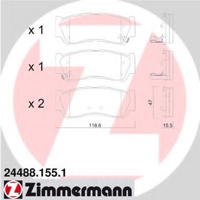 ZIMMERMANN - 24488.155.1 - Комплект тормозных колодок, дисковый тормоз (Тормозная система)