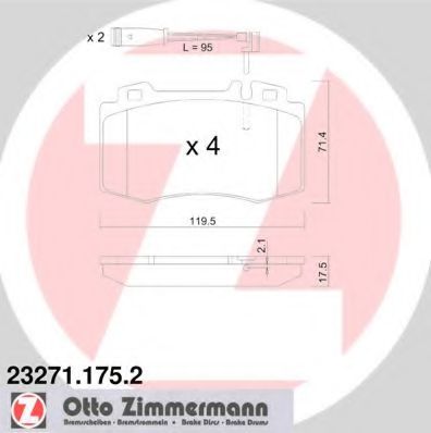 ZIMMERMANN - 23271.175.2 - Комплект тормозных колодок, дисковый тормоз (Тормозная система)