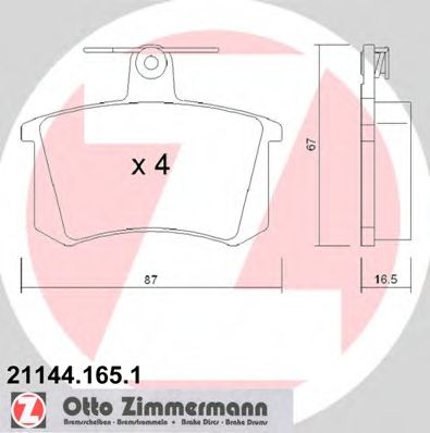 ZIMMERMANN - 21144.165.1 - Комплект тормозных колодок, дисковый тормоз (Тормозная система)