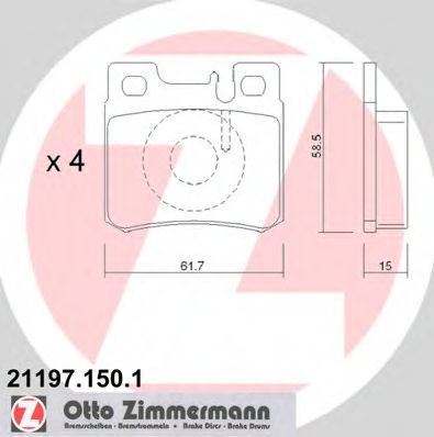 ZIMMERMANN - 21197.150.1 - Комплект тормозных колодок, дисковый тормоз (Тормозная система)