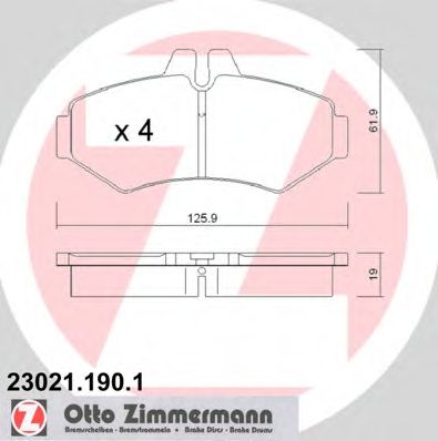 ZIMMERMANN - 23021.190.1 - Комплект тормозных колодок, дисковый тормоз (Тормозная система)