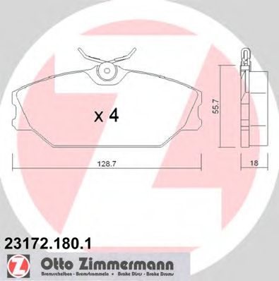 ZIMMERMANN - 23172.180.1 - Комплект тормозных колодок, дисковый тормоз (Тормозная система)