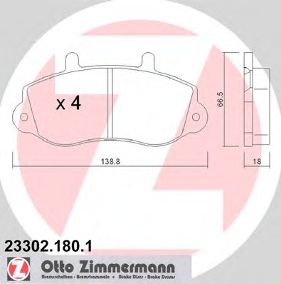 ZIMMERMANN - 23302.180.1 - Комплект тормозных колодок, дисковый тормоз (Тормозная система)