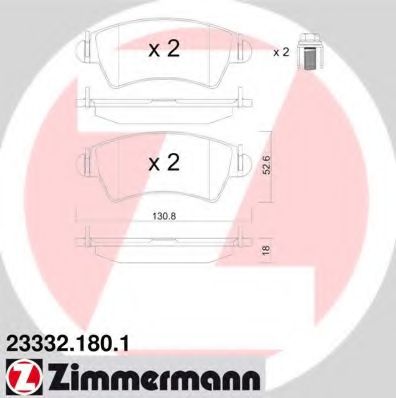 ZIMMERMANN - 23332.180.1 - Комплект тормозных колодок, дисковый тормоз (Тормозная система)