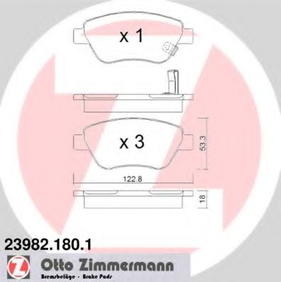 ZIMMERMANN - 23982.180.1 - Комплект тормозных колодок, дисковый тормоз (Тормозная система)