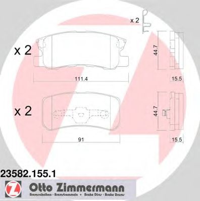 ZIMMERMANN - 23582.155.1 - Комплект тормозных колодок, дисковый тормоз (Тормозная система)