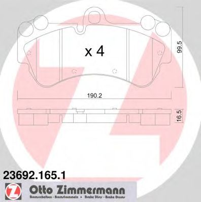 ZIMMERMANN - 23692.165.1 - Комплект тормозных колодок, дисковый тормоз (Тормозная система)