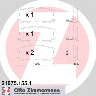 ZIMMERMANN - 21875.155.1 - Комплект тормозных колодок, дисковый тормоз (Тормозная система)