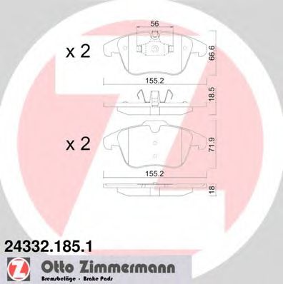 ZIMMERMANN - 24332.185.1 - Комплект тормозных колодок, дисковый тормоз (Тормозная система)