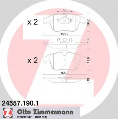 ZIMMERMANN - 24557.190.1 - Комплект тормозных колодок, дисковый тормоз (Тормозная система)