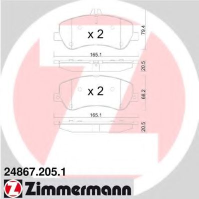 ZIMMERMANN - 24867.205.1 - Комплект тормозных колодок, дисковый тормоз (Тормозная система)