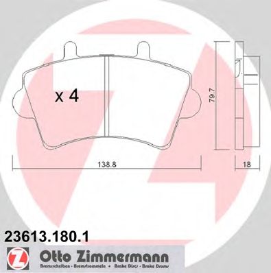 ZIMMERMANN - 23613.180.1 - Комплект тормозных колодок, дисковый тормоз (Тормозная система)