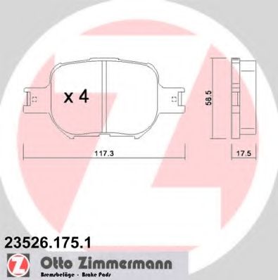 ZIMMERMANN - 23526.175.1 - Комплект тормозных колодок, дисковый тормоз (Тормозная система)