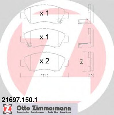 ZIMMERMANN - 21697.150.1 - Комплект тормозных колодок, дисковый тормоз (Тормозная система)