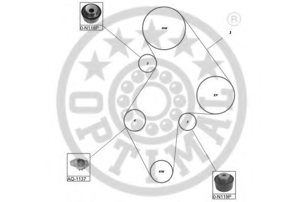 OPTIMAL - SK-1086AQ1 - Водяной насос + комплект зубчатого ремня (Охлаждение)