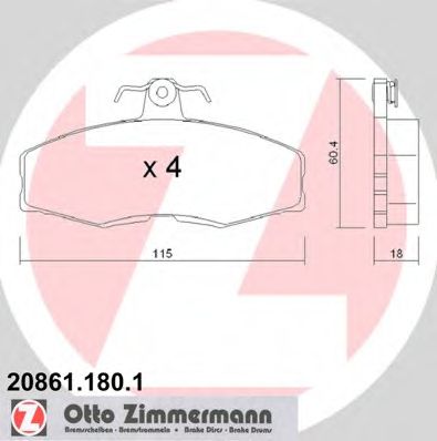 ZIMMERMANN - 20861.180.1 - Комплект тормозных колодок, дисковый тормоз (Тормозная система)