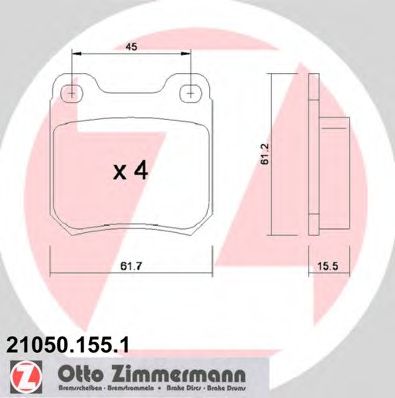 ZIMMERMANN - 21050.155.1 - Комплект тормозных колодок, дисковый тормоз (Тормозная система)