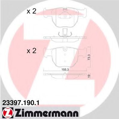 ZIMMERMANN - 23397.190.1 - Комплект тормозных колодок, дисковый тормоз (Тормозная система)