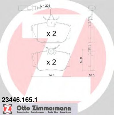 ZIMMERMANN - 23446.165.1 - Комплект тормозных колодок, дисковый тормоз (Тормозная система)