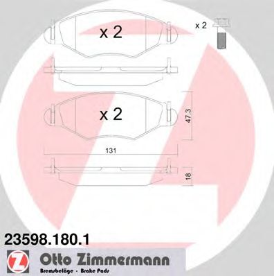 ZIMMERMANN - 23598.180.1 - Комплект тормозных колодок, дисковый тормоз (Тормозная система)