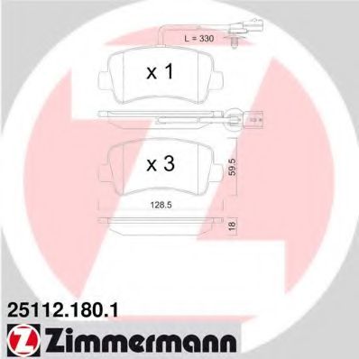 ZIMMERMANN - 25112.180.1 - Комплект тормозных колодок, дисковый тормоз (Тормозная система)