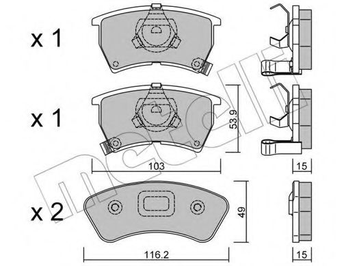 METELLI - 22-0386-0 - Комплект тормозных колодок, дисковый тормоз (Тормозная система)