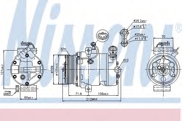 NISSENS - 89196 - Компрессор, кондиционер (Кондиционер)