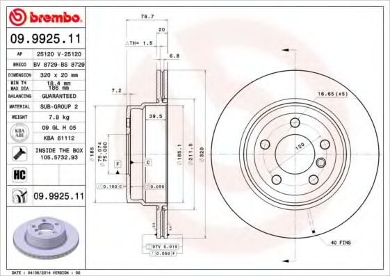 AP - 25120 V - Тормозной диск (Тормозная система)