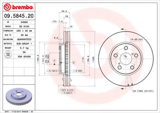 BRECO - BS 8193 - Тормозной диск (Тормозная система)