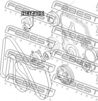FEBEST - 2187-FYD1 - Натяжной ролик, поликлиновойремень (Ременный привод)
