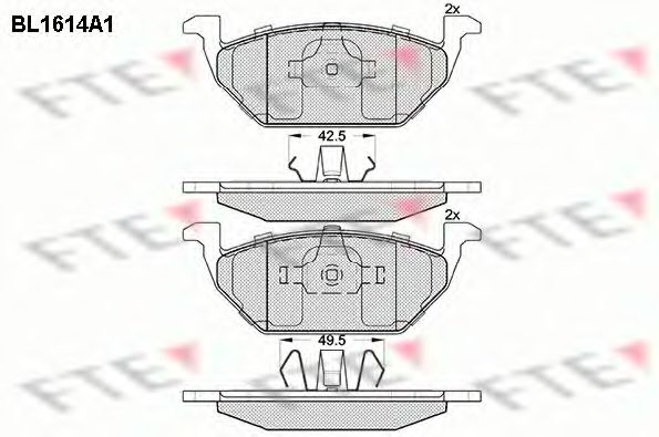 FTE - BL1614A1 - Комплект тормозных колодок, дисковый тормоз (Тормозная система)