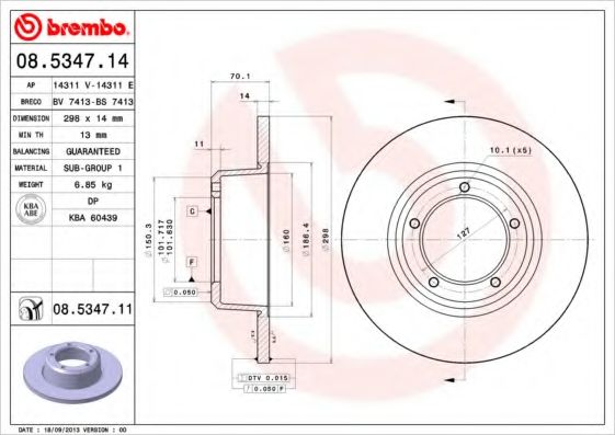 BREMBO - 08.5347.11 - Тормозной диск (Тормозная система)