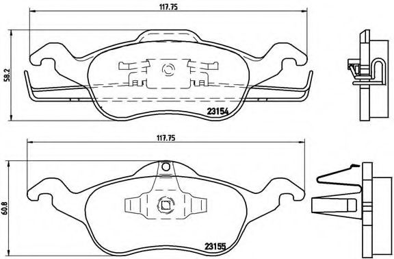 BREMBO - P 24 046 - Комплект тормозных колодок, дисковый тормоз (Тормозная система)