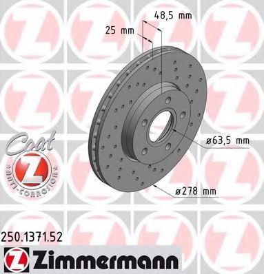 ZIMMERMANN - 250.1371.52 - Тормозной диск (Тормозная система)