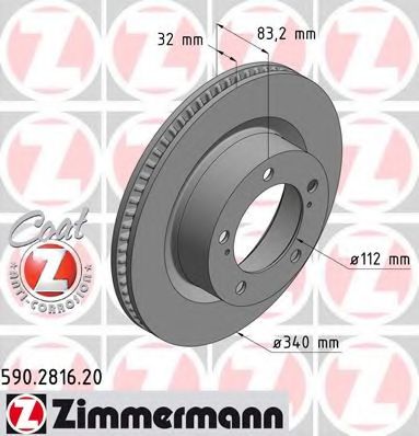 ZIMMERMANN - 590.2816.20 - Тормозной диск (Тормозная система)