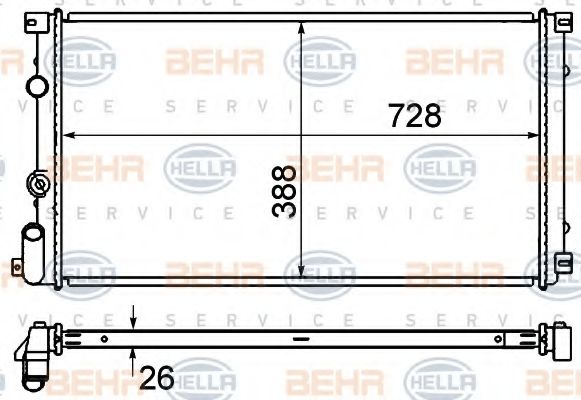 BEHR HELLA SERVICE - 8MK 376 700-651 - Радиатор, охлаждение двигателя (Охлаждение)